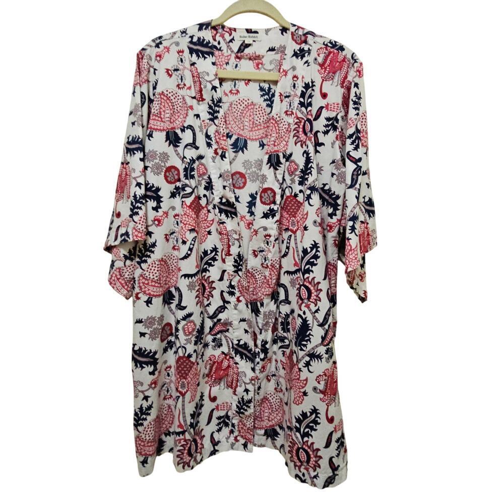 Roller Rabbit One Size Amanda Oriental style Kimono top. Bright. Colorful Unique